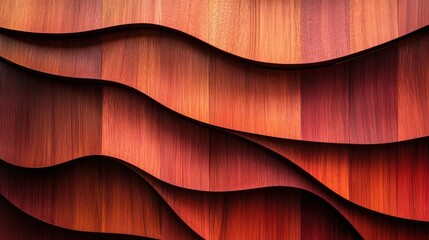 Aufkleber - Redwood Wood Pattern Textured Background with Waves and Natural Warm Tones