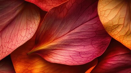 Poster - Vibrant lotus petals arranged with intricate leaf texture creating a colorful background for design and artistic concepts