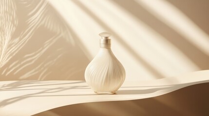 Poster - elegant cosmetic bottle mockup on a soft cream background ideal for showcasing your product branding