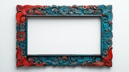 Poster - Colored carved frame design for contemporary interiors featuring intricate floral patterns and unique color contrasts