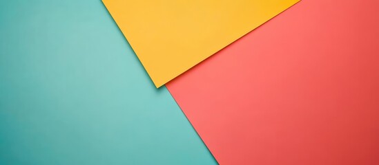 Poster - Colorful flat lay arrangement of blank paper sheets on vibrant background with ample copy space for creative design purposes