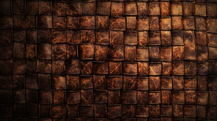 Poster - Woven brown fabric texture background showcasing rich and intricate design for textile or interior design projects