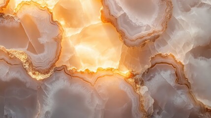 Poster - Translucent agate stone texture with warm hues showcasing intricate natural patterns ideal for design projects and artistic backgrounds.