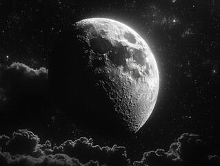 Wall Mural - moon landscape in black and white