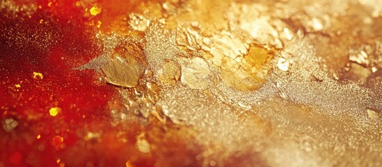 Poster - elegant gold and red bokeh textured background with shimmering glitter effects for creative design p