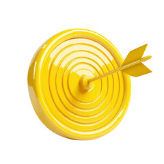 Poster - 3D Rendered Yellow Target with Arrow Icon on transparent Background