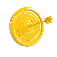Poster - 3D Rendered Yellow Target with Arrow Icon on transparent Background