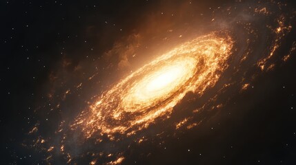 Poster - radiant spiral galaxy in space showcasing dramatic glowing arms and a luminous core against a starry