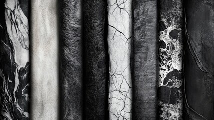 Poster - Monochromatic Fabric Textures for Design and Background Use Featuring Varied Patterns in Shades of Black and White