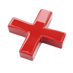 Poster - 3D Rendered Red Cross Mark Icon on White Background