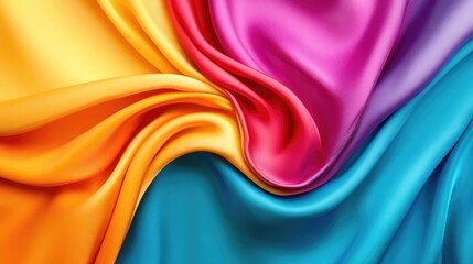 Fototapete - Vibrant satin fabric texture in a colorful swirl ideal for backgrounds and design projects
