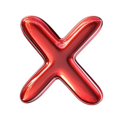 Poster - 3D Red 'X' Symbol with Rounded Edges on transparent Background