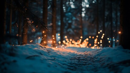 Poster - A soft, glowing fairy lights in a garden