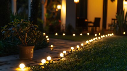 Poster - A soft, glowing fairy lights in a garden