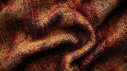 Poster - Vintage wool texture with rich hues and intricate patterns ideal for textile design or fashion backgrounds.