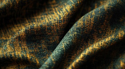 Poster - Textured fabric background design with rich green and yellow hues for creative and artistic projects.