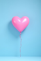 Poster - A pink heart shape made of balloons floats gently in a bright blue digital backdrop awaiting a message to convey love._00003_