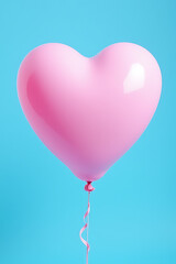 Poster - A pink heart shape made of balloons floats gently in a bright blue digital backdrop awaiting a message to convey love._00002_