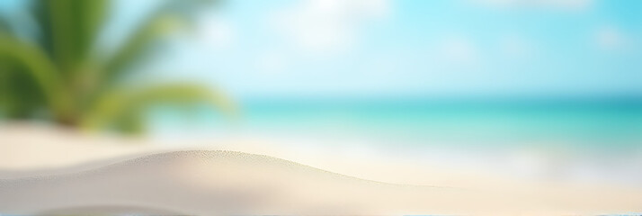 Poster - A photograph with selective focus features a white sandy beach as the background for summer themed interior design concepts._00004_