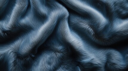 Poster - Soft blue fur fabric texture with gentle waves and elegant sheen ideal for fashion design and interior decor backgrounds.