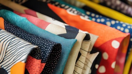 Poster - Colorful textile swatches showcasing intricate patterns and textures for fashion and design inspiration.