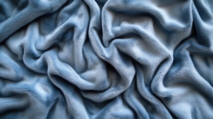 Poster - Soft blue fur fabric texture with intricate folds and a cozy appearance ideal for various design and textile applications.