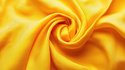 Poster - Satin fabric texture in vibrant yellow showcasing elegant folds and draperies ideal for garment design and upholstery backgrounds.