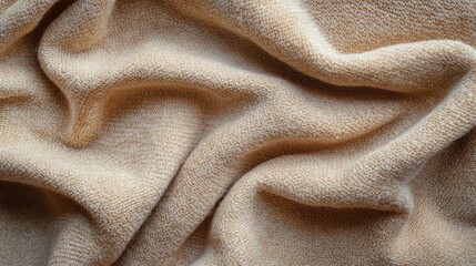 Poster - Soft textured fabric towel in neutral tones creating a seamless background pattern for interior design or textile motifs.