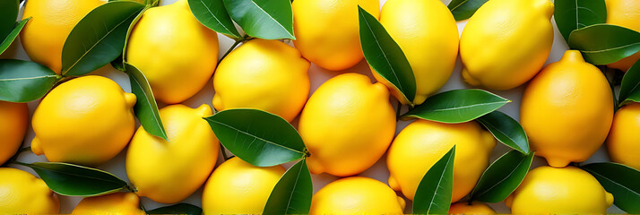 Poster - A natural pattern featuring overlapping leaves from lemons and oranges forms a colorful background for flat lays of fresh produce._00004_