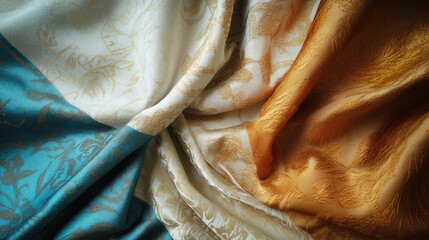 Poster - Vintage fabric texture background showcasing rich colors and intricate patterns for elegant design projects.