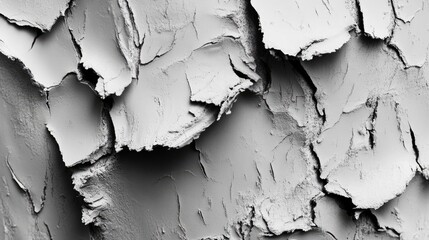 Leinwandbilder - Textured bark closeup displaying intricate peeling layers and rough surfaces in grayscale ideal for nature and abstract themes.