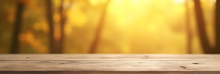 Aufkleber - A minimalist wooden table top with a blurred golden bokeh background suitable for various product display and visual layouts._00002_
