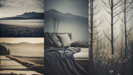Poster -  a subtle mix of earthy tones and soft grays enhance the calming ambiance.