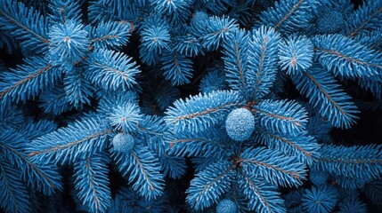Aufkleber - Blue fir branches with eco-friendly decorations creating a festive atmosphere for Christmas celebrations and holiday gatherings.