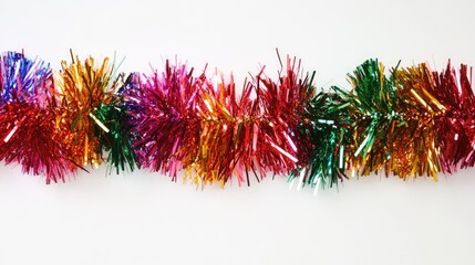 Aufkleber - Colorful festive tinsel garland for Christmas and holiday decorations enhancing seasonal celebrations and joyful atmospheres