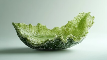 Aufkleber - Detailed closeup of bitter gourd showcasing its unique texture and vibrant green color against a soft white background ideal for culinary use.