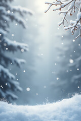 Aufkleber - A marble textured background features a serene winter scene with gentle snowflakes falling softly in December._00003_