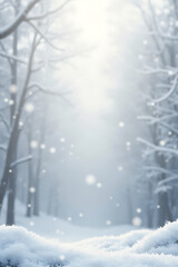 Aufkleber - A marble textured background features a serene winter scene with gentle snowflakes falling softly in December._00002_