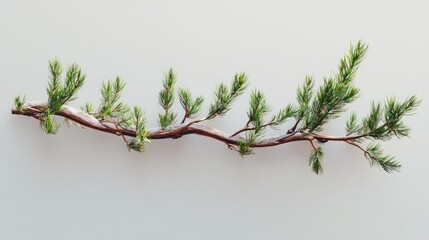 Aufkleber - Natural evergreen branch with fresh needles on a light background for holiday decoration and seasonal design themes.