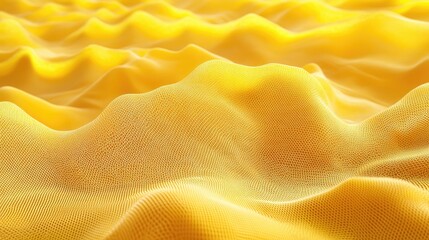 Poster - Vibrant Yellow Mesh Fabric Textured Surface with Wavy Folds Ideal for Background or Textile Design Applications