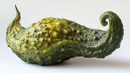 Aufkleber - Curved and Unique Bitter Gourd on a Light Background Highlighting Its Distinctive Texture and Shape