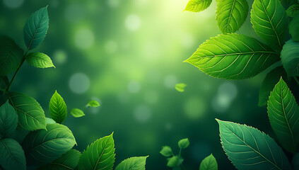 Poster - A lush green leaf pattern serves as a calming and natural wallpaper design for backgrounds in various rooms._00002_