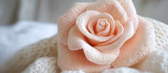 Aufkleber - Delicate closeup of a soft pink rose showcasing intricate petal details against a blurred background for a serene aesthetic.