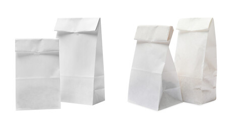 Wall Mural - Paper bags for product packaging on white background, set