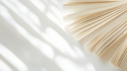 Fototapete - Hardcover books fanned open with blank pages on a white background creating elegant copy space for text or design elements