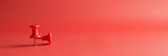 Aufkleber - A group of a pin and thumbtack sit on a red desk with a large empty space for copying over them._00002_