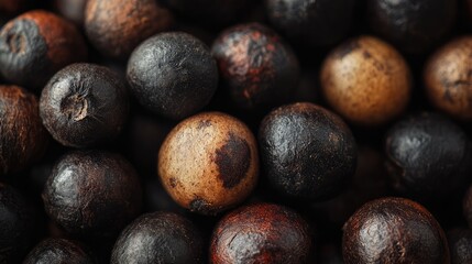 Poster - Close up macro of roasted brown and black coffee beans texture background for coffee related concepts and gourmet culinary visuals