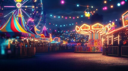 Poster - A vibrant, colorful carnival lights at night 