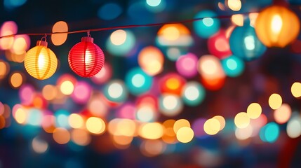 Poster - A vibrant, colorful carnival lights in park