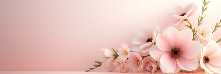 Poster - A delicate flower arrangement with soft pastel colors is used as a subtle background element in decoration design._00003_